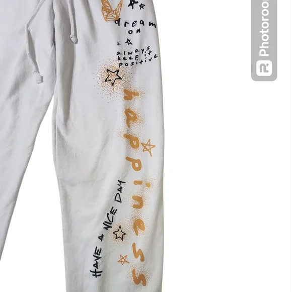 Disney Mickey Mouse Happiness Star Fleece Sweatpants sz M white - Picture 6 of 11